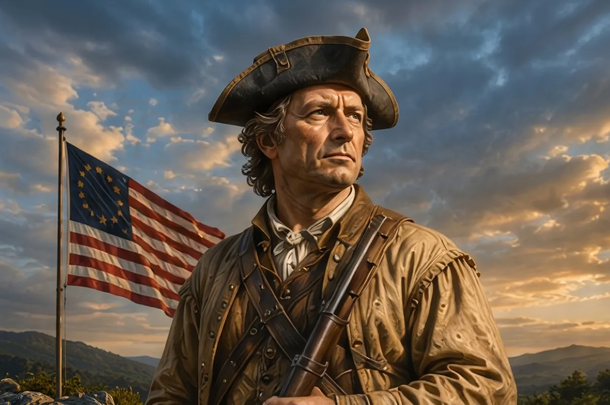 A Revolutionary-era militiaman before the Blue Ridge